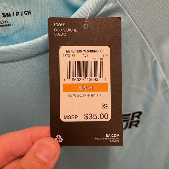 Under Armour Shirt NWT Loose Fit Size Small Baby Blue Velocity Graphic - Picture 6 of 10
